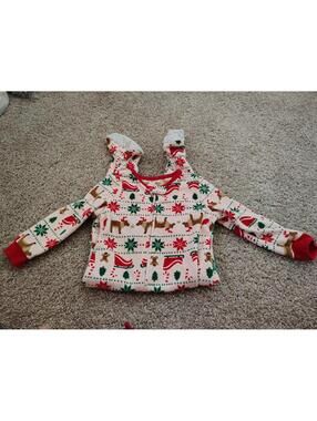 Baby Girl 24 mo Christmas one piece PJ Zip Carters Pink Raindeer Floral Carters
